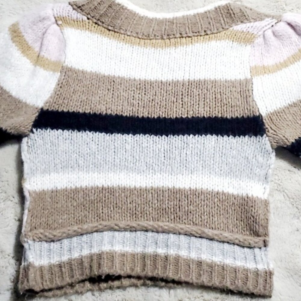 Free People Foxy Stripe Pullover Sweater Puff Sleeve Size XS Cozy Crew Neck - Picture 6 of 8